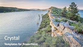  Presentation with cliff - Audience pleasing PPT theme consisting of sagebrush - sandstone cliff and lake backdrop and a  colored foreground