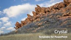  Presentation with rocky mountains - Beautiful theme featuring sagebrush - sandstone cliff at foothills backdrop and a gray colored foreground