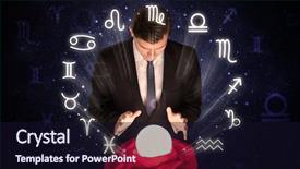  Presentation with magic crystal ball - Theme with sagittarius - young handsome astronaut looking background and a  colored foreground