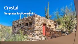  Presentation with saguaro - PPT layouts with saguaro national park arizona usa background and a teal colored foreground