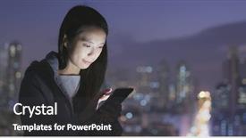  Presentation with night city - Amazing slides having saham online - woman using mobile phone backdrop and a dark gray colored foreground