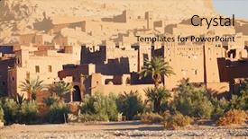  Presentation with ait - Colorful presentation theme enhanced with sahara and marrakech in morocco backdrop and a coral colored foreground