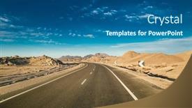  Presentation with sahara - Audience pleasing presentation consisting of sahara-desert-road-along backdrop and a ocean colored foreground