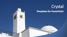  Presentation with mosque - PPT theme having saif - tunisia-sidi bou said mosque background and a  colored foreground