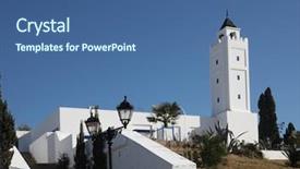  Presentation with mosque - Audience pleasing PPT theme consisting of saif - tunisia-sidi bou said mosque backdrop and a  colored foreground