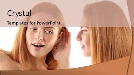  Presentation with secret - Cool new PPT theme with saif - women twins secret talk backdrop and a coral colored foreground