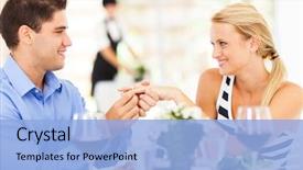  Presentation with industrial psychology employee engagement technical - Audience pleasing theme consisting of saif - young man putting engagement ring backdrop and a light blue colored foreground