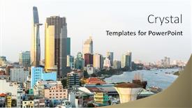  Presentation with population - Presentation theme featuring saigon-vietnam-jan-19-2016 background and a sky blue colored foreground