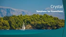  Presentation with ship - Beautiful slide set featuring saiing-ship-in-the-bay backdrop and a teal colored foreground