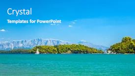  Presentation with ship - Colorful presentation theme enhanced with saiing-ship-in-the-bay backdrop and a light gray colored foreground