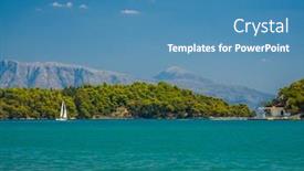  Presentation with ship - Beautiful slide set featuring saiing-ship-in-the-bay backdrop and a teal colored foreground