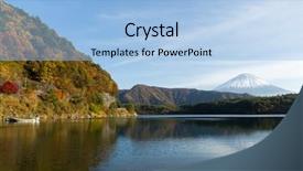  Presentation with mountain lake - Slides featuring saiko lake and mountain fuji background and a light blue colored foreground