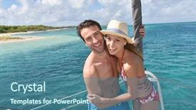  Presentation with fun - Presentation theme enhanced with sail away - cheerful couple having fun background and a ocean colored foreground