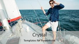  Presentation with forward - PPT theme consisting of sail away - confident young man looking forward background and a light gray colored foreground