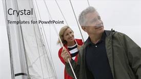  Presentation with yacht - Slide set consisting of sail away - couple on yacht background and a light gray colored foreground