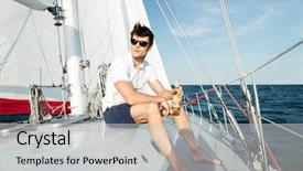  Presentation with confident - Audience pleasing PPT layouts consisting of sail away - handsome young confident man drinking backdrop and a light gray colored foreground