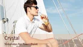  Presentation with one young man exercising handball - Audience pleasing slides consisting of sail away - handsome young confident man drinking backdrop and a lemonade colored foreground