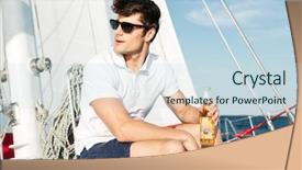  Presentation with confident - Presentation theme with sail away - handsome young confident man drinking background and a sky blue colored foreground