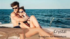  Presentation with married - Cool new presentation theme with sail away - happy young married couple backdrop and a coral colored foreground