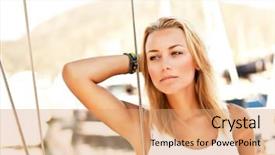  Presentation with woman world - Colorful presentation theme enhanced with sail boat around the world backdrop and a coral colored foreground