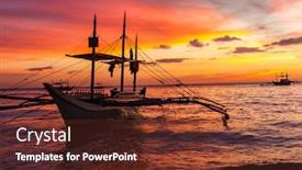  Presentation with boracay - Amazing slide deck having sail-boat-at-sunset-sea backdrop and a tawny brown colored foreground