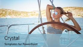  Presentation with holidays - Beautiful slide set featuring sail boat attractive model backdrop and a light blue colored foreground