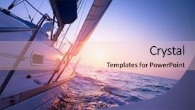  Presentation with sail - Presentation theme with sail boat gliding in open background and a lemonade colored foreground