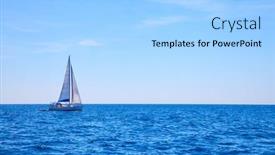  Presentation with yacht - Colorful presentation theme enhanced with sail-boat-in-the-sea backdrop and a light gray colored foreground