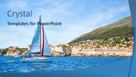  Presentation with dubrovnik - Amazing slide set having sail-yacht-near-the-old backdrop and a light blue colored foreground