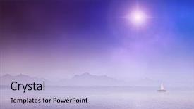  Presentation with sail - Presentation consisting of ethereal rays - sail yacht on misty ocean background and a light blue colored foreground