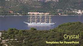  Presentation with sailboat - Presentation theme having sailboat at sea background and a tawny brown colored foreground