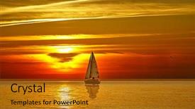  Presentation with sailboat - PPT theme featuring sailboat at sunset background and a gold colored foreground