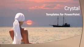  Presentation with sailboat - Colorful slides enhanced with sailboat during sunset above the sea in neos marmaras greece backdrop and a coral colored foreground