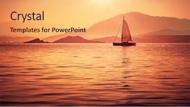  Presentation with sailboat - Presentation theme enhanced with sailboat in beautiful mild orange background and a yellow colored foreground