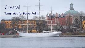  Presentation with sailboat - PPT layouts featuring sailboat in stockholm harbour sweden background and a sky blue colored foreground
