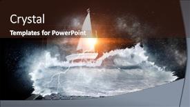  Presentation with sailboat - Audience pleasing PPT theme consisting of sailboat-in-storm-at-sea backdrop and a wine colored foreground