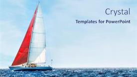  Presentation with sailboat - PPT theme featuring sailboat-in-the-peaceful-blue background and a sky blue colored foreground