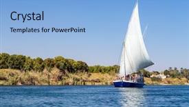  Presentation with nile egypt - PPT theme featuring sailboat on shore of nile background and a light blue colored foreground