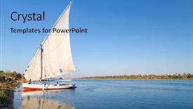  Presentation with nile egypt - Slides consisting of sailboat on shore of nile background and a teal colored foreground