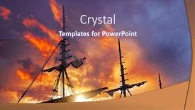  Presentation with sailboat - Slides consisting of sailboat pirate ship against a beautiful landscape background and a violet colored foreground