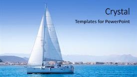  Presentation with sailboat - Presentation theme having sailboat sailing in mediterranean sea background and a light blue colored foreground