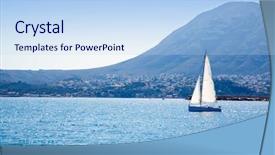  Presentation with sailing yacht race regatta sailboat - Colorful theme enhanced with sailboat sailing in mediterranean sea with denia mongo mountain backdrop and a light blue colored foreground