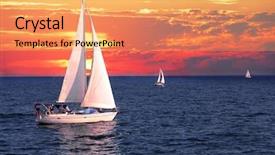  Presentation with sunset sailing - Presentation design with sailboat sailing on a calm background and a yellow colored foreground