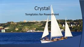  Presentation with navigation - Cool new presentation theme with sailboat sailing on thames river backdrop and a light blue colored foreground