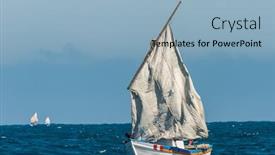  Presentation with sailboat - Colorful theme enhanced with sailboat-with-torn-sails backdrop and a light blue colored foreground