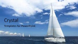  Presentation with sailing - Presentation design having sailboats participate in sailing regatta background and a teal colored foreground