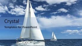  Presentation with sailing - Audience pleasing theme consisting of sailboats participate in sailing regatta backdrop and a light blue colored foreground