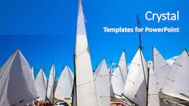  Presentation with sail - Audience pleasing presentation theme consisting of sailboats school with sail textures in blue sky outdoor at mediterranean backdrop and a cobalt blue colored foreground