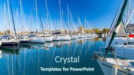  Presentation with weekend - Presentation design consisting of sailboats-yacht-marina-yacht-pier background and a ocean colored foreground