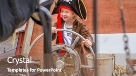  Presentation with old ship - Audience pleasing presentation theme consisting of sailing an old wooden ship backdrop and a violet colored foreground